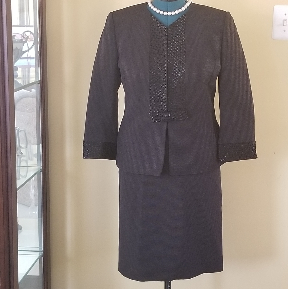 Tahari Beaded Black Suite